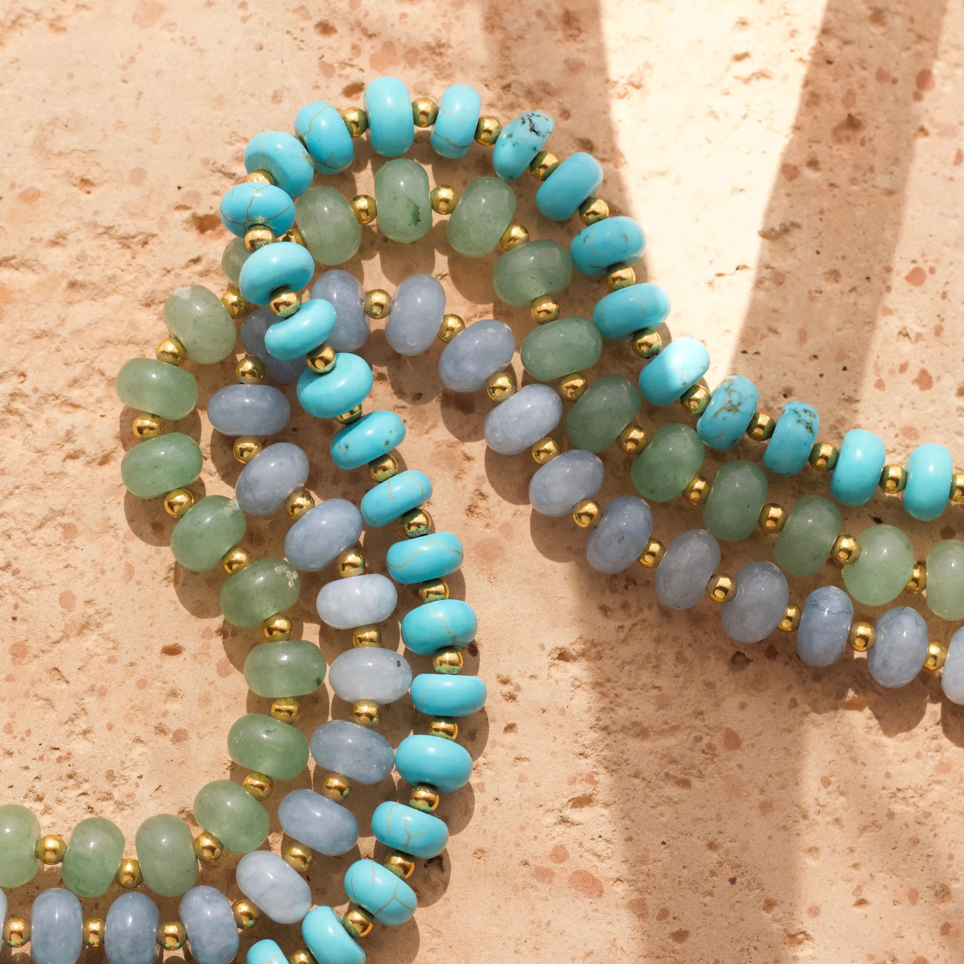 Milky Aqua Jade Beaded Necklace