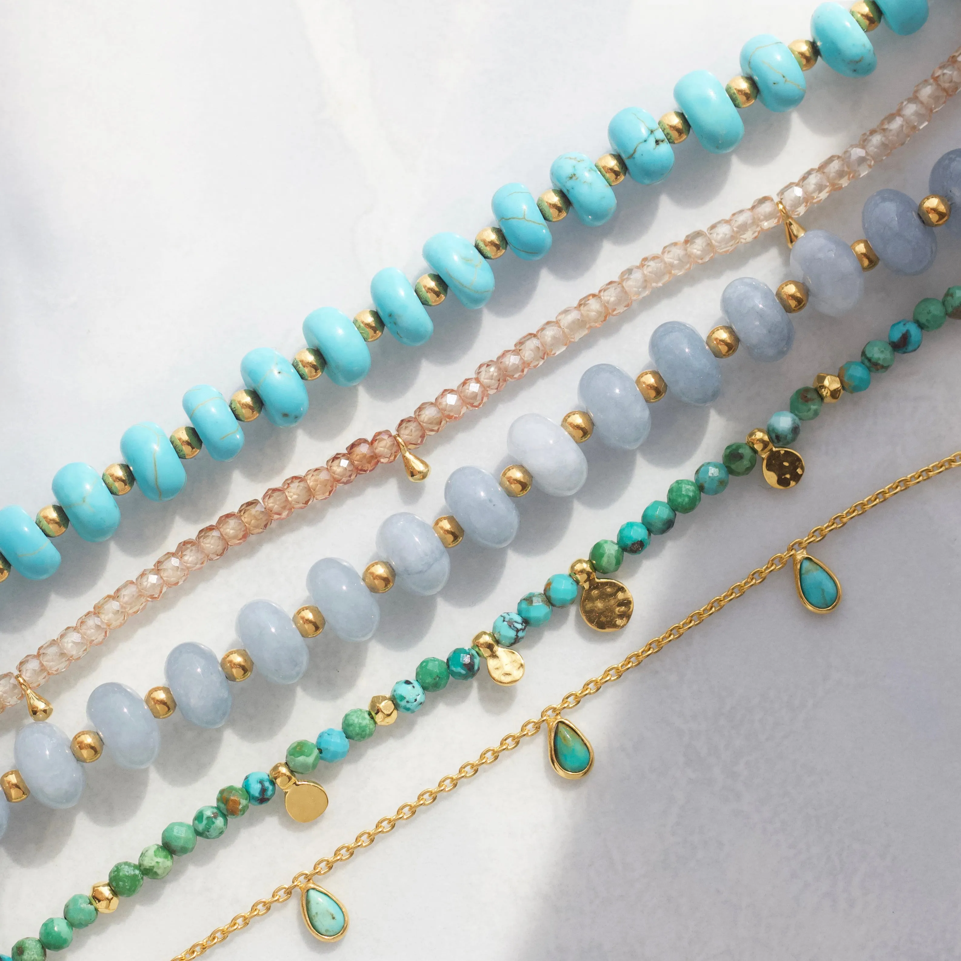 Milky Aqua Jade Beaded Necklace