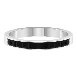 Minimal Princess Cut Black Onyx Semi Eternity Ring in Channel Setting