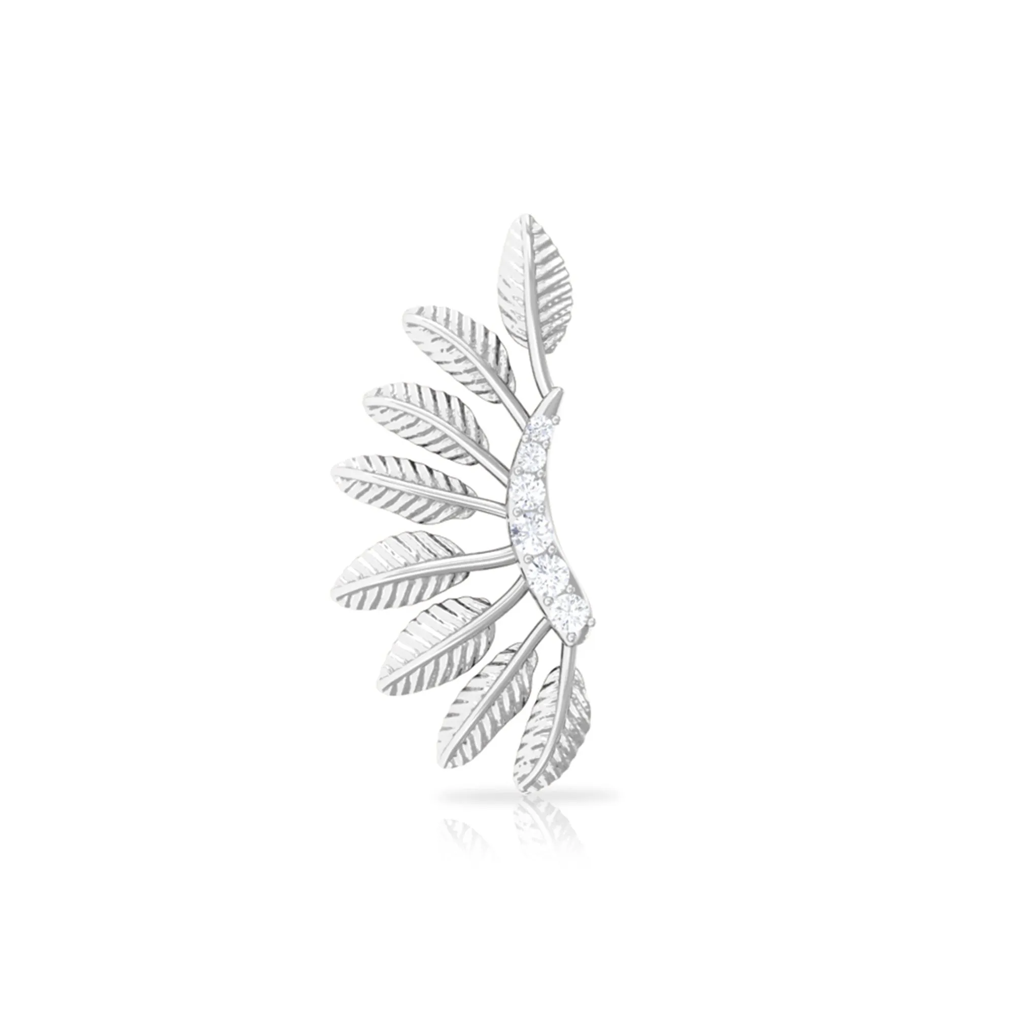 Moissanite Gold Feather Earring for Cartilage Piercing