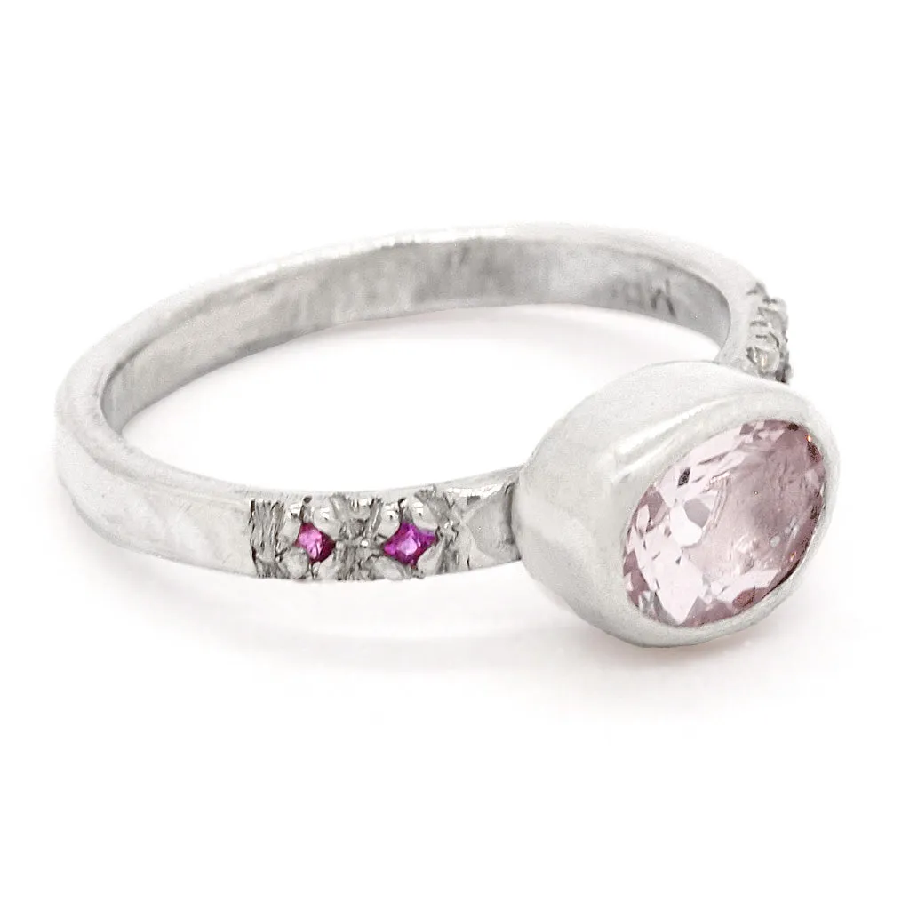 Morganite & Pink Sapphires Ring (size 6 1/2)