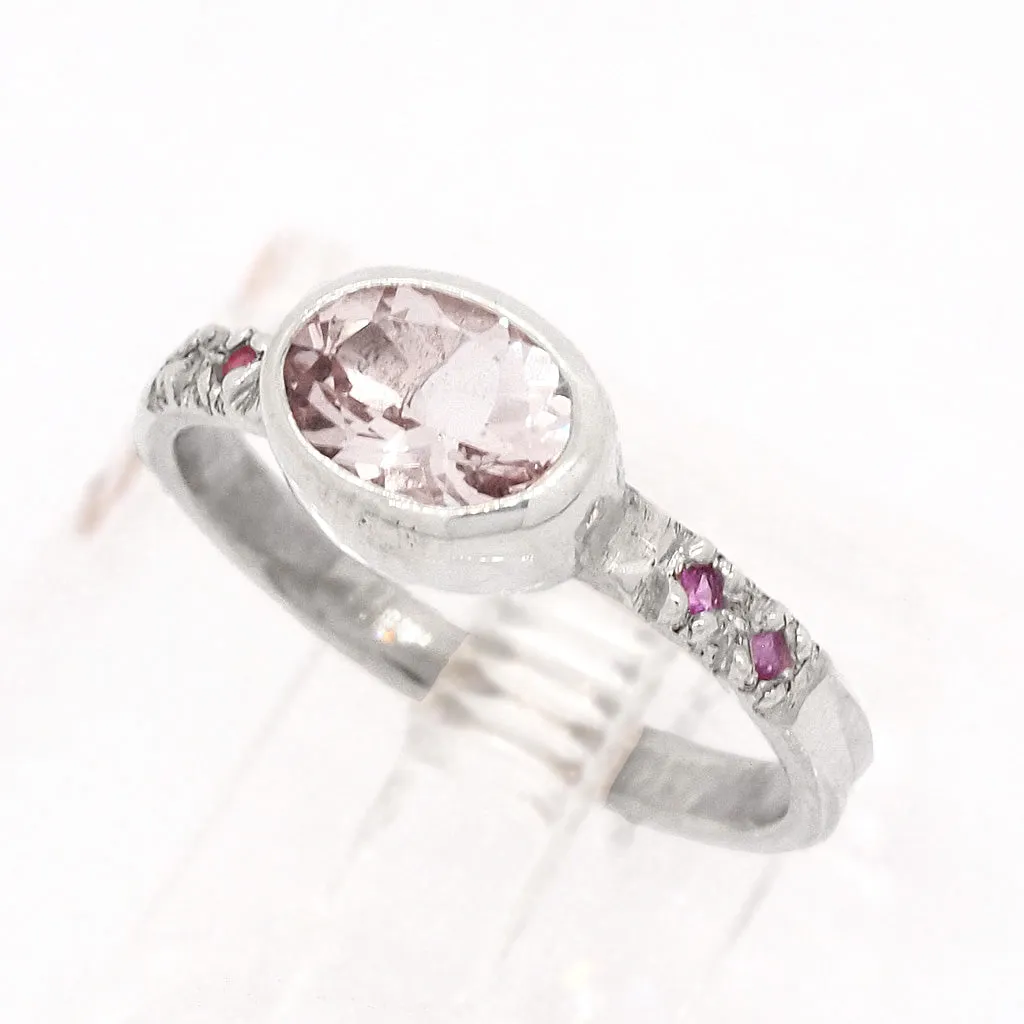 Morganite & Pink Sapphires Ring (size 6 1/2)