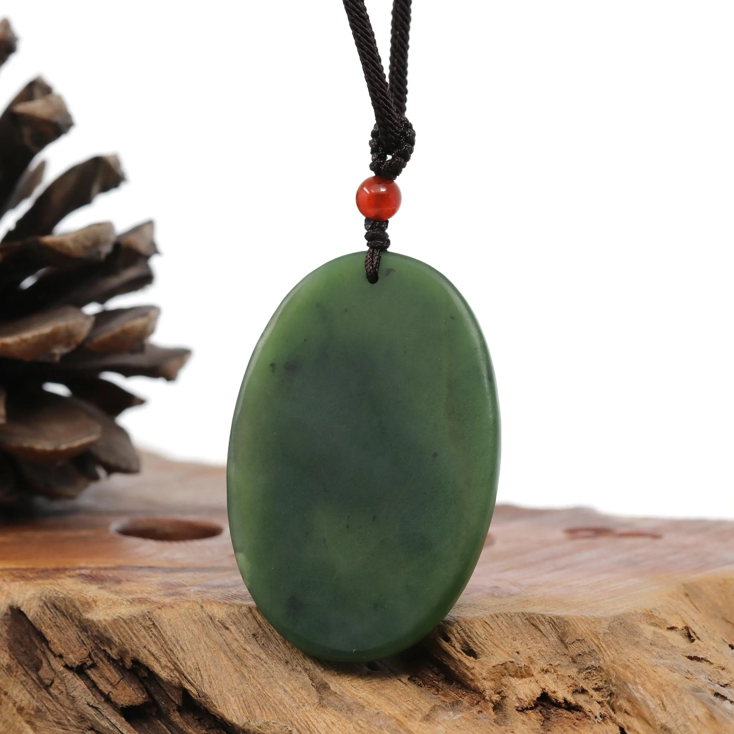 Natural Jade 12 Zodiac: Nephrite Jade Horse Pendant Necklace in Deep Green