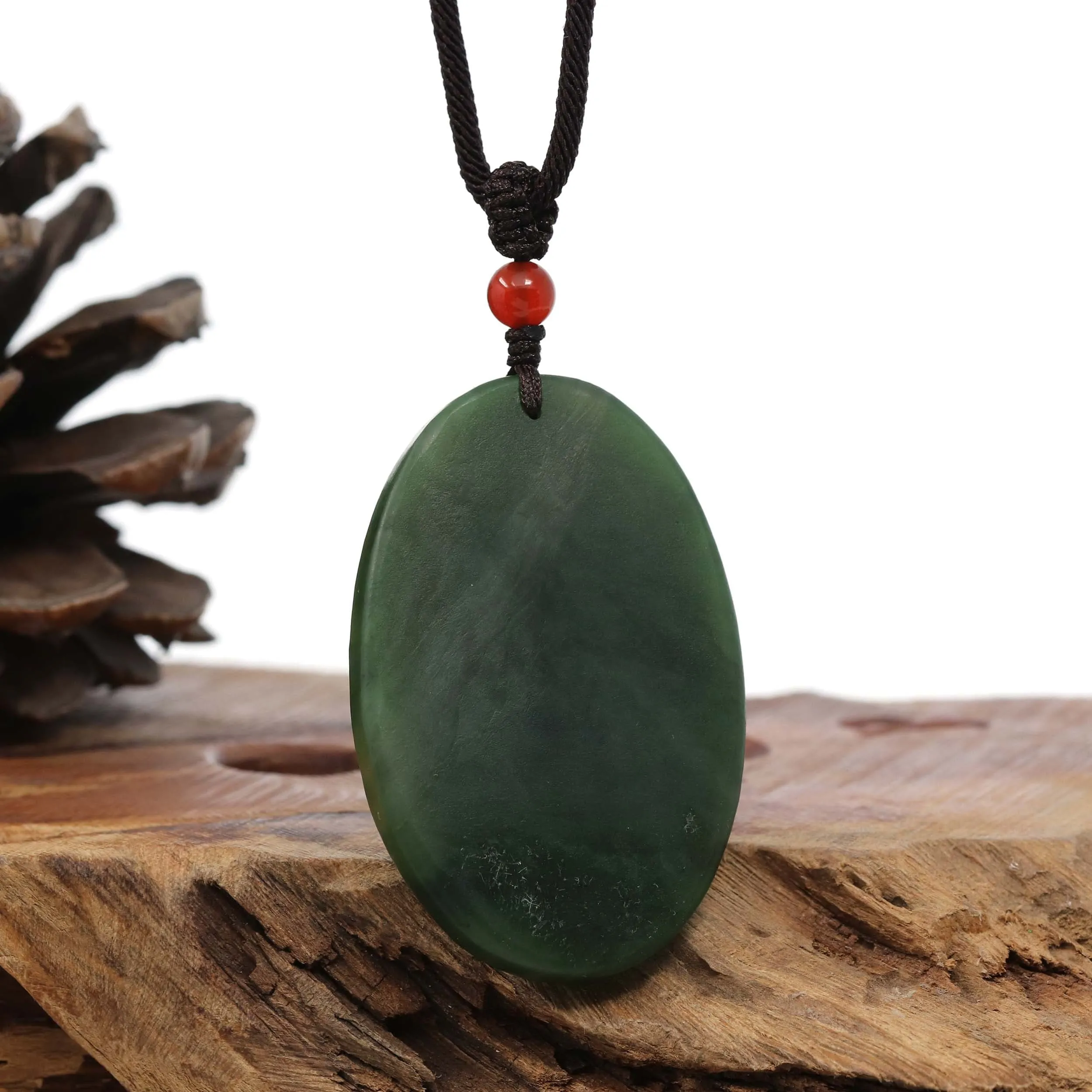 Natural Jade 12 Zodiac: Nephrite Jade Sheep Pendant Necklace in Deep Green