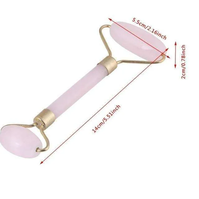 Natural Rose Quartz Roller Massage Tool