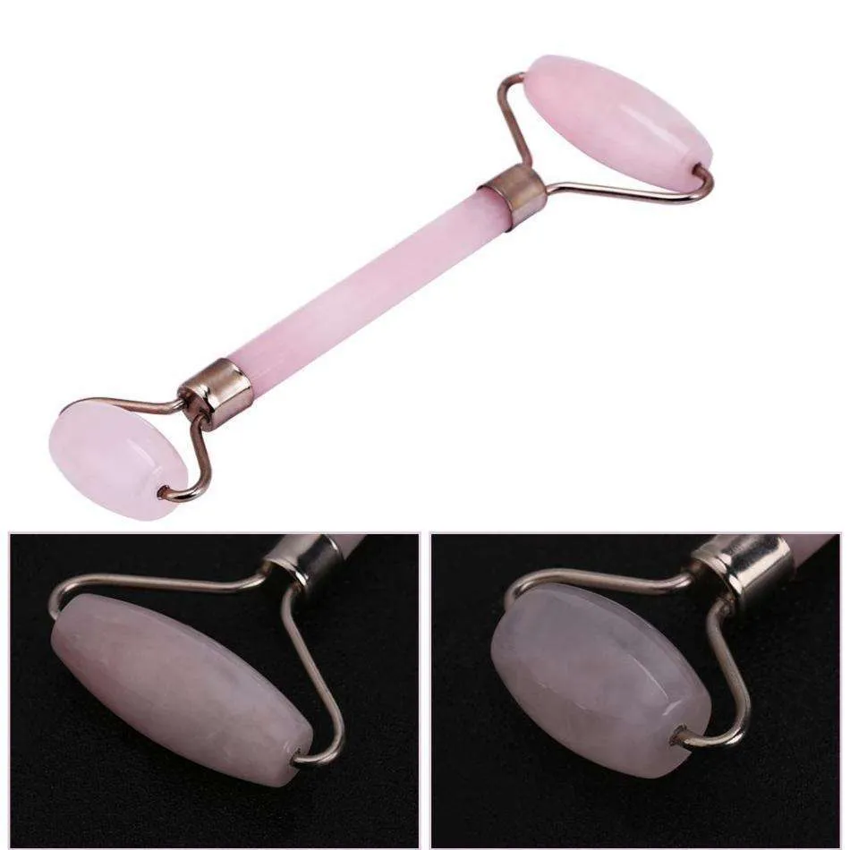 Natural Rose Quartz Roller Massage Tool