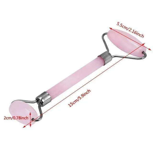 Natural Rose Quartz Roller Massage Tool