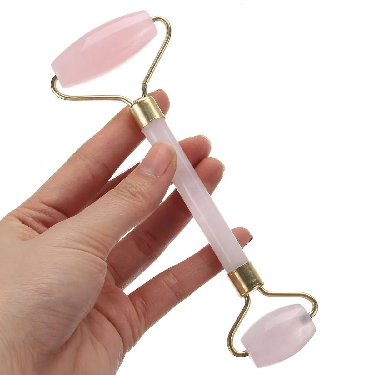 Natural Rose Quartz Roller Massage Tool