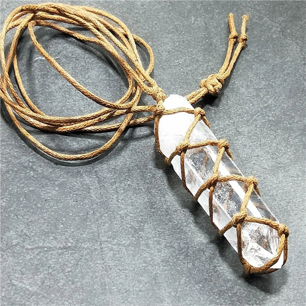 Natural White Amethyst Quartz Crystal Stone Necklace