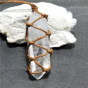 Natural White Amethyst Quartz Crystal Stone Necklace