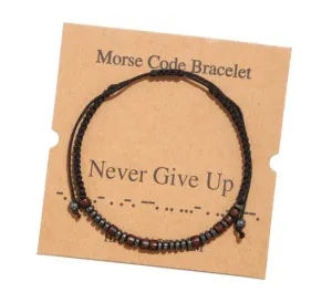 Never Give Up Morse Code Bracelet