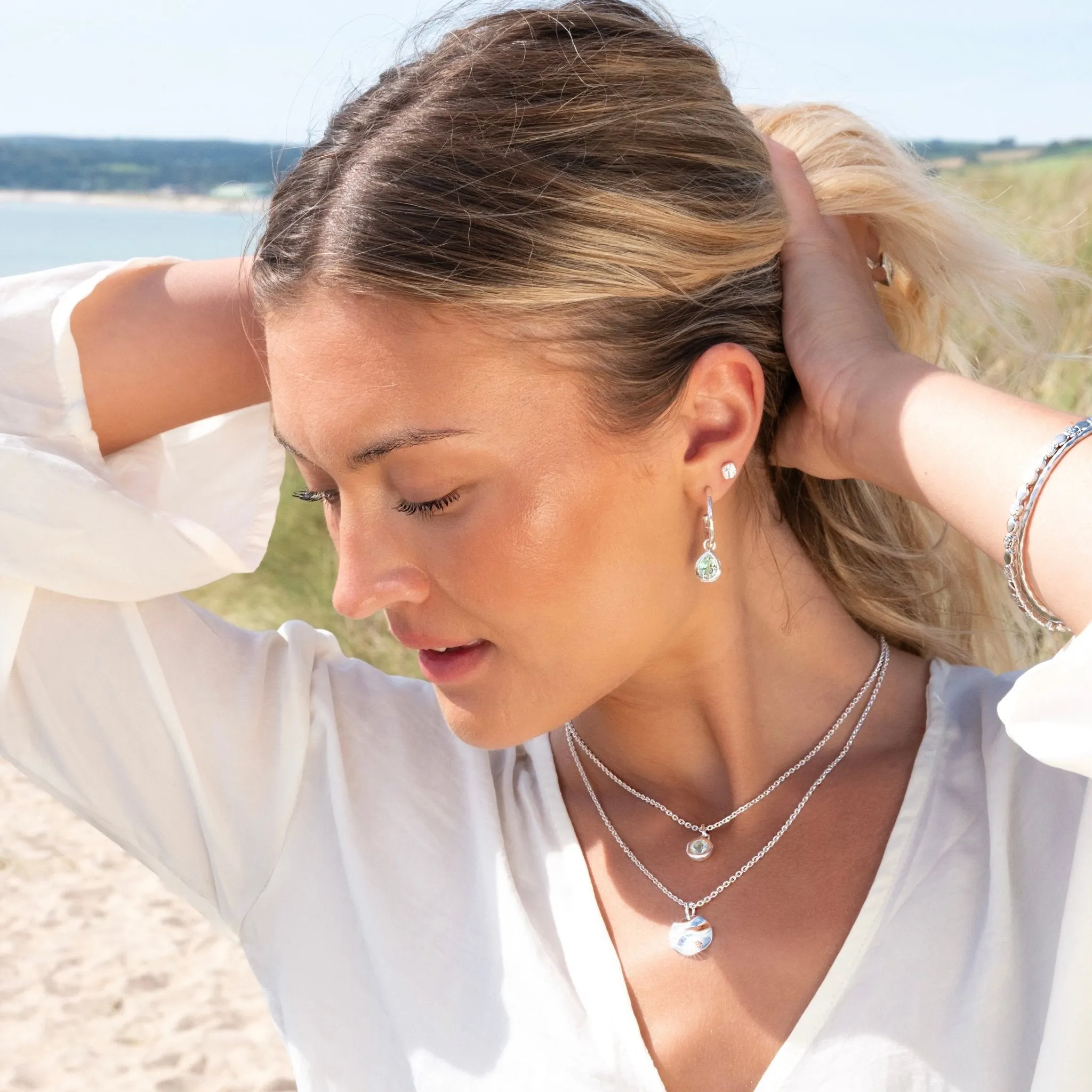 Ocean Droplet Quartz Hoops