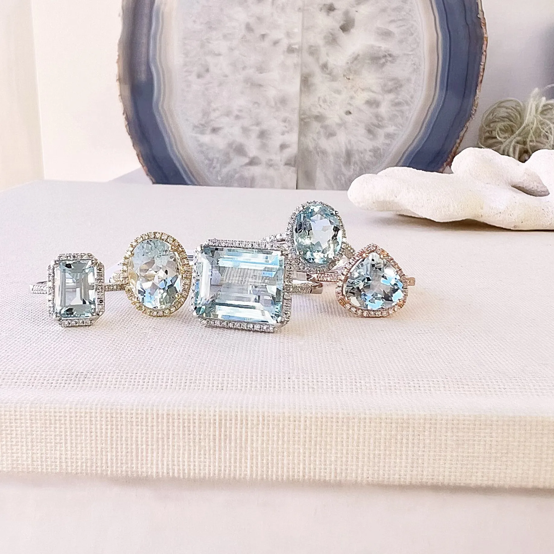 One of a Kind Oval Aquamarine Ring in White Gold