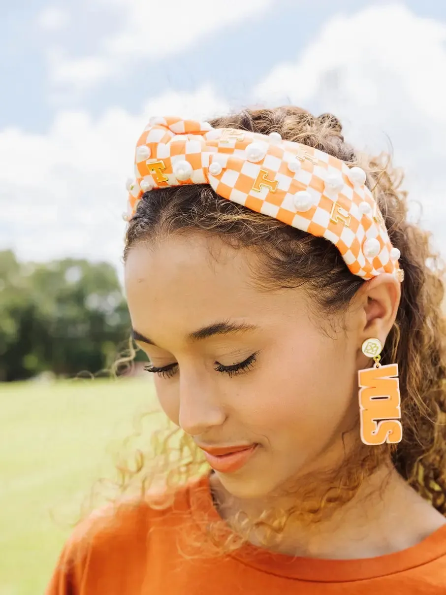 Orange & White Checkered University of Tennessee Logo Headband