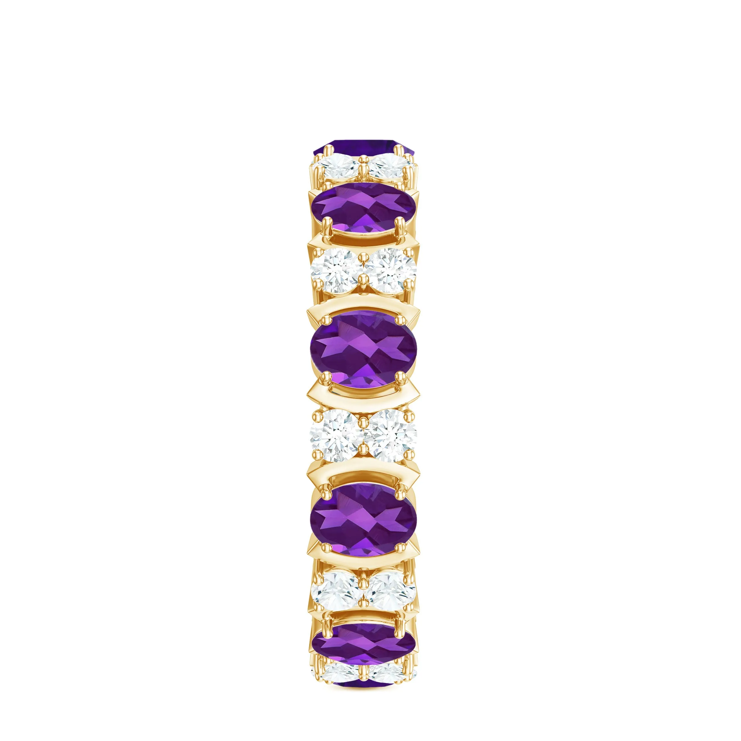 Oval Cut Amethyst and Moissanite Eternity Ring