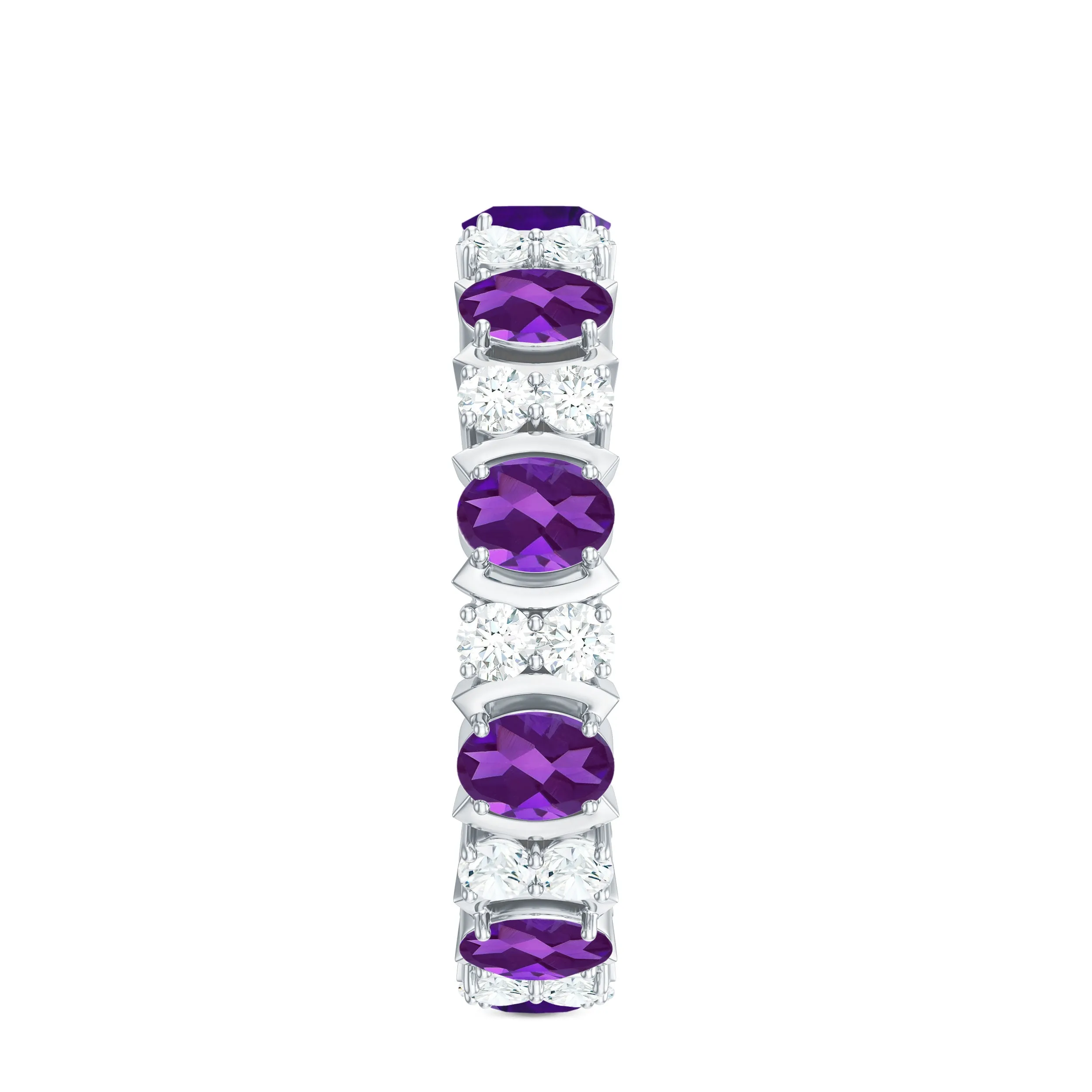 Oval Cut Amethyst and Moissanite Eternity Ring