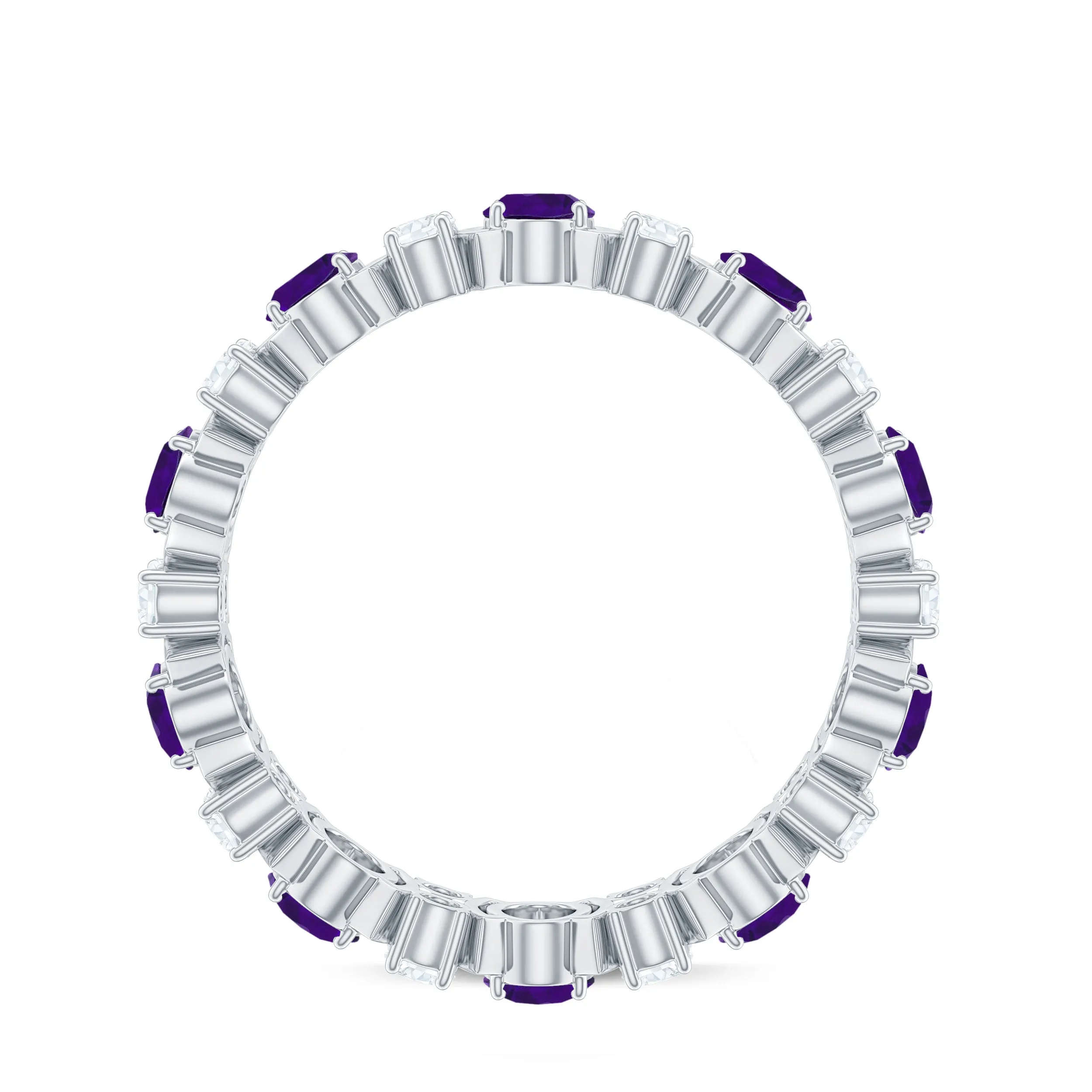 Oval Cut Amethyst and Moissanite Eternity Ring