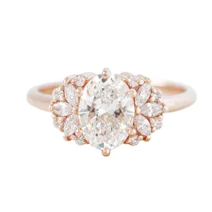 Oval Diamond and Marquise Diamonds Engagement Ring - Rosalia ♥