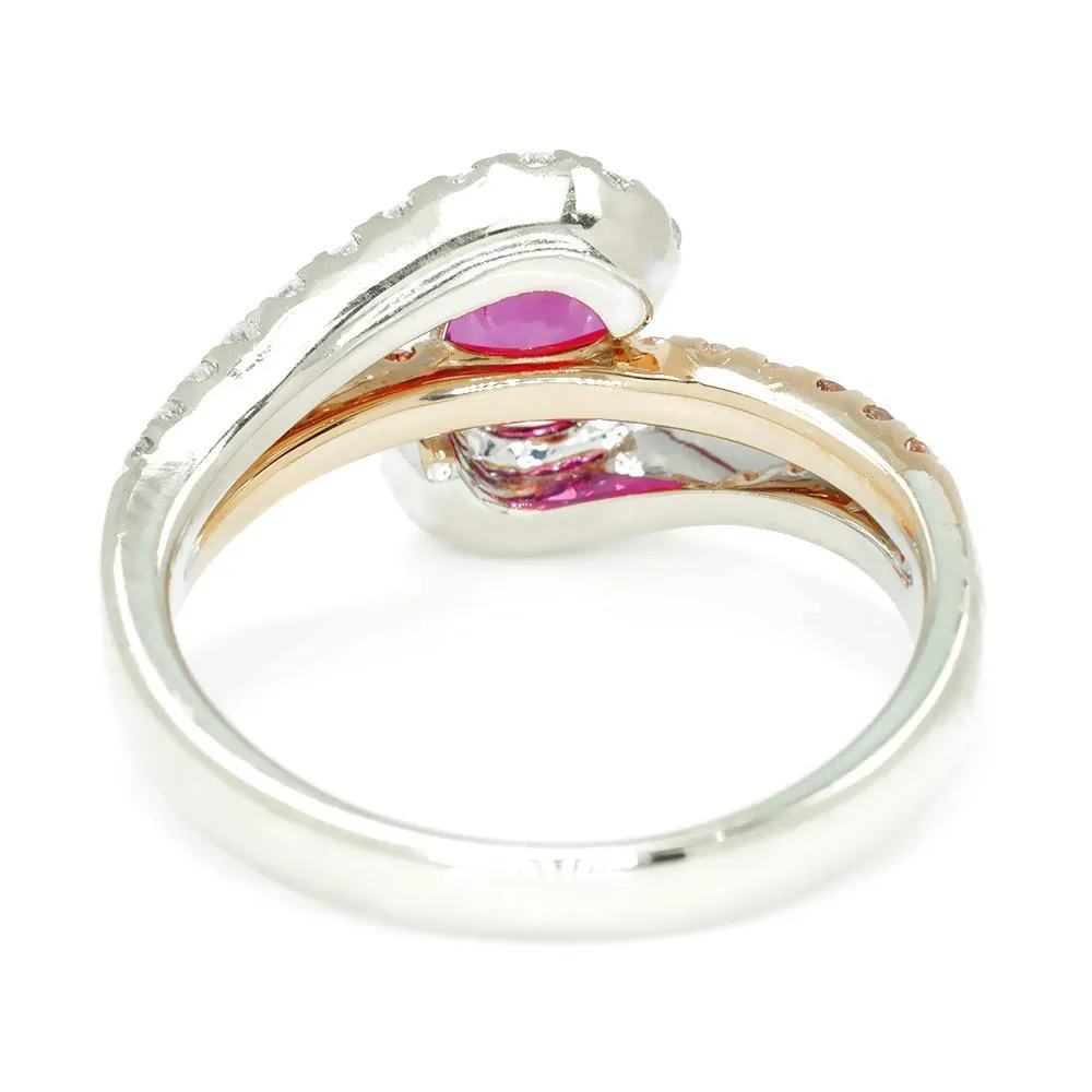 Oval Ruby Swirl Ring with Pink Diamonds 18K 1.58ctw