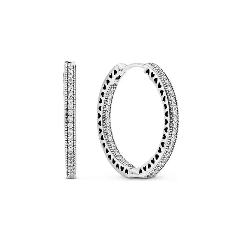 PANDORA JEWELS Mod. SILVER HOOP EARRINGS WITH CUBIC ZIRCONIA