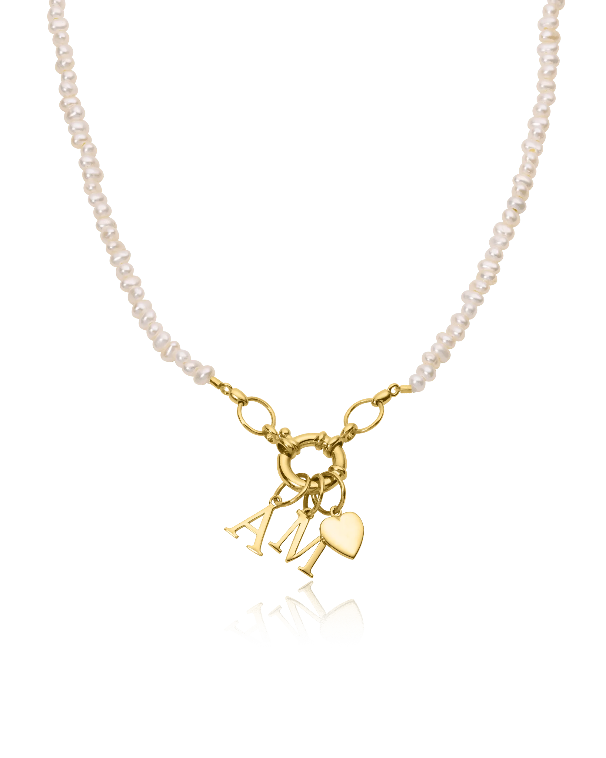 Pearl Charm Lock Necklace - 18K Gold Vermeil