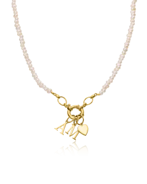 Pearl Charm Lock Necklace - 18K Gold Vermeil