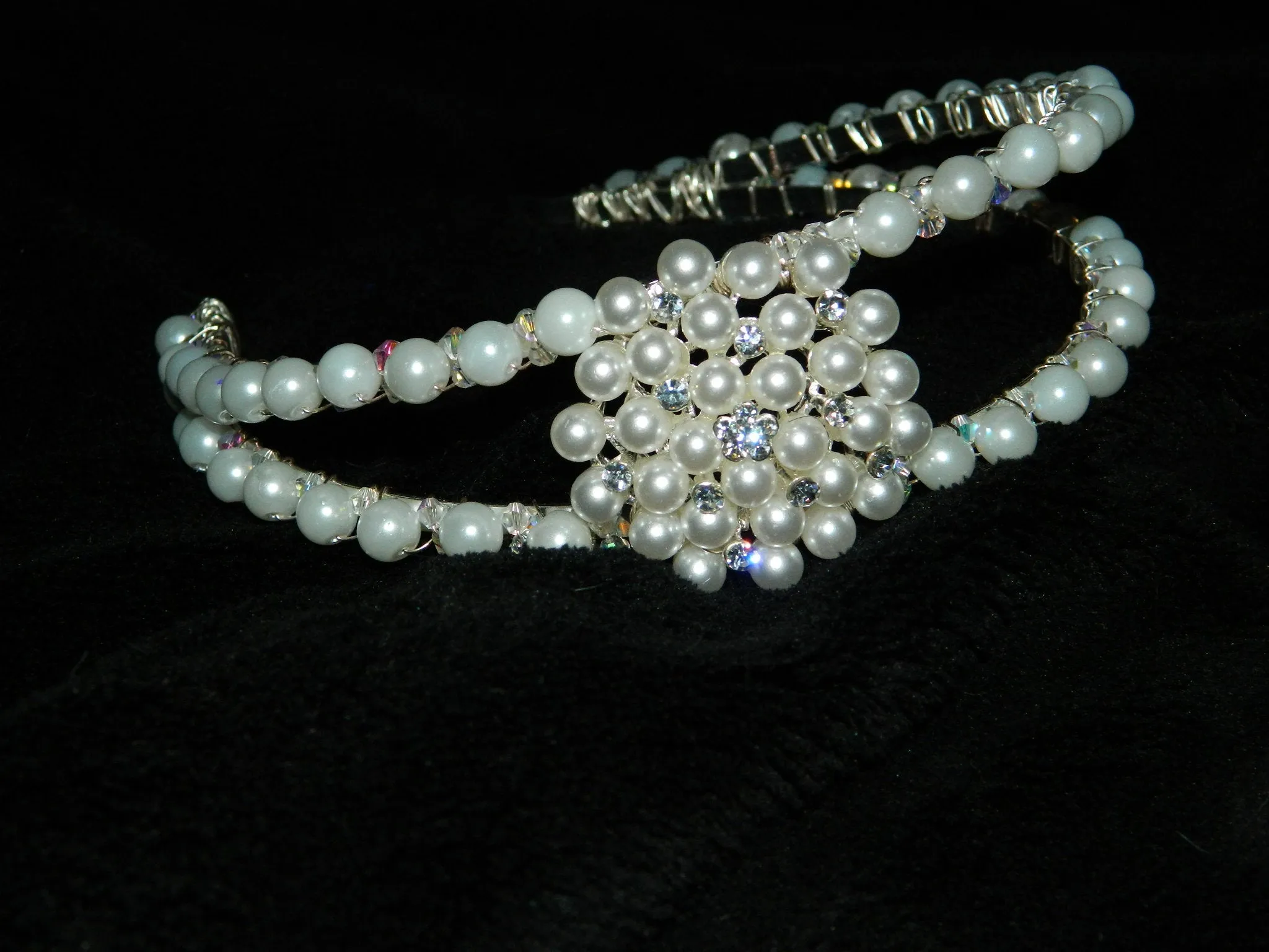 Pearl tiara, crystal hairband