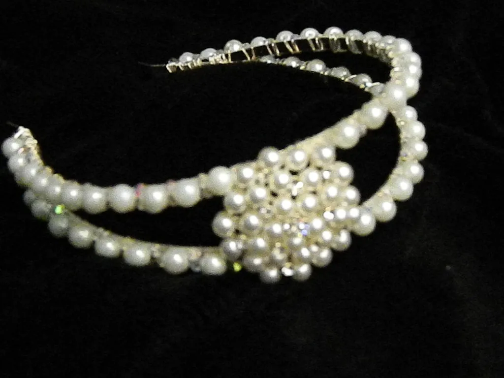 Pearl tiara, crystal hairband