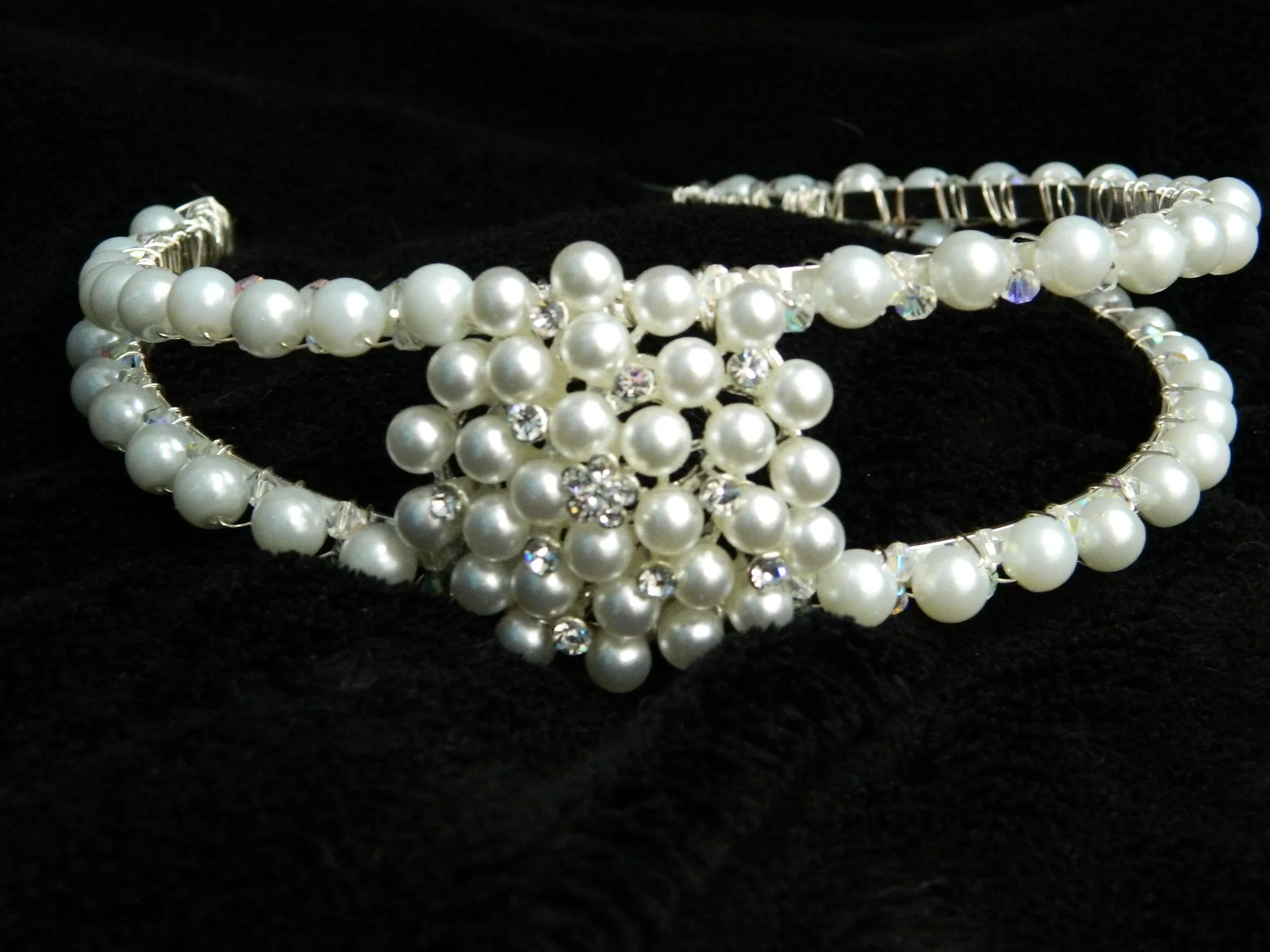 Pearl tiara, crystal hairband