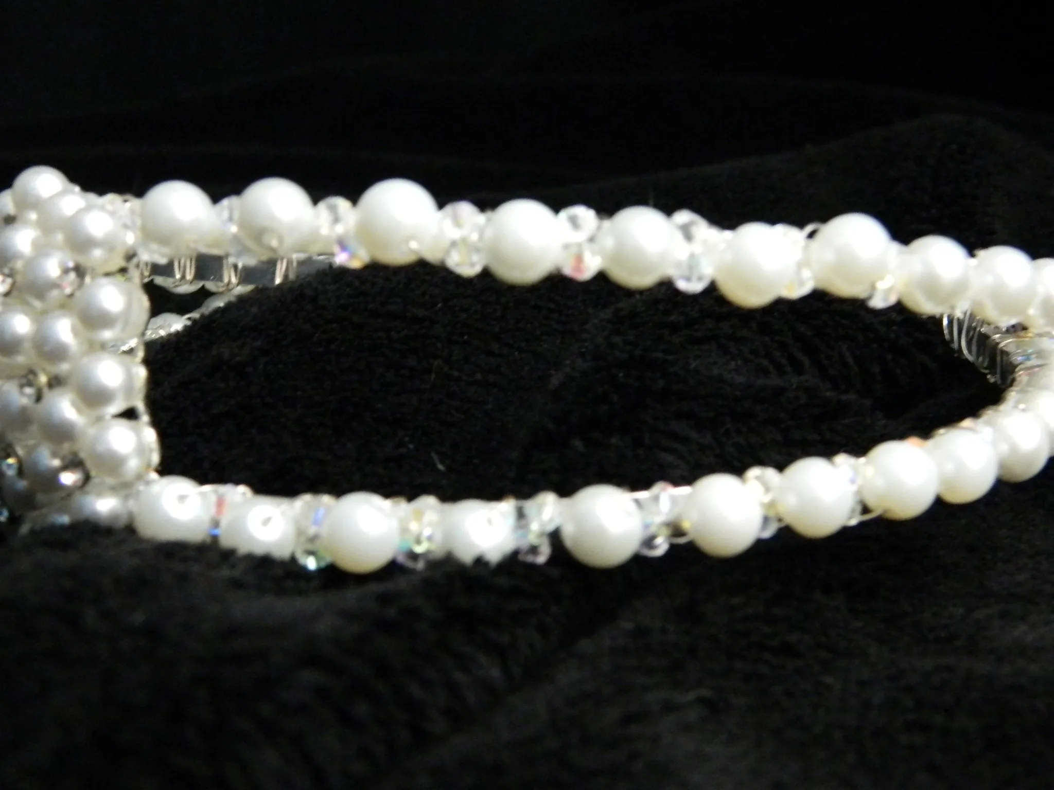 Pearl tiara, crystal hairband