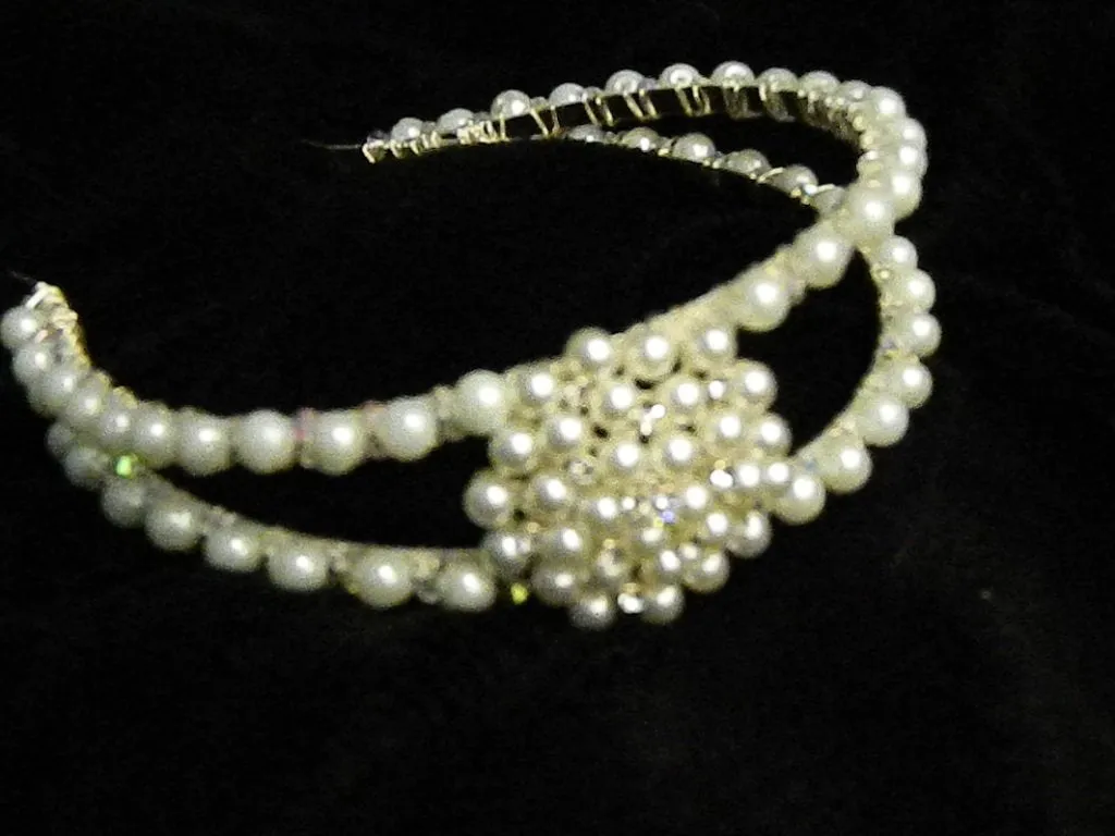 Pearl tiara, crystal hairband