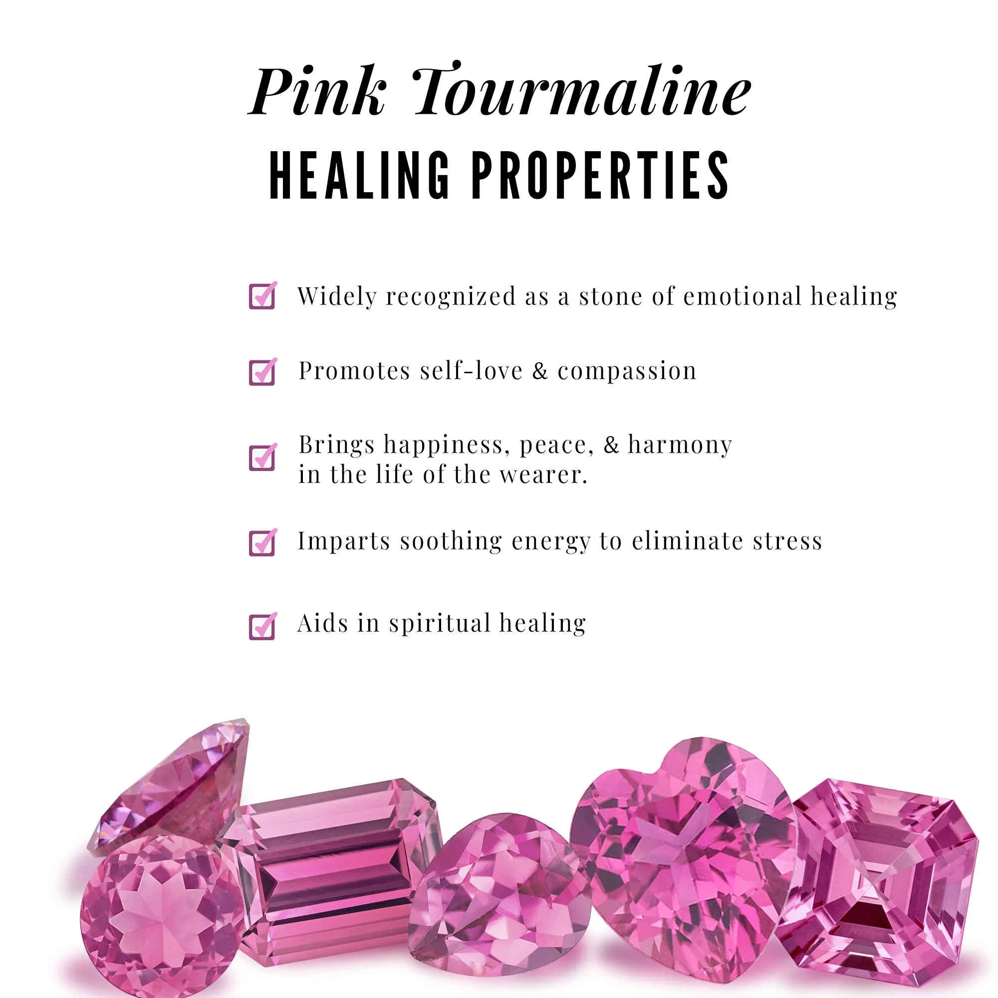 Pink Tourmaline and Moissanite Stackable Ring Set