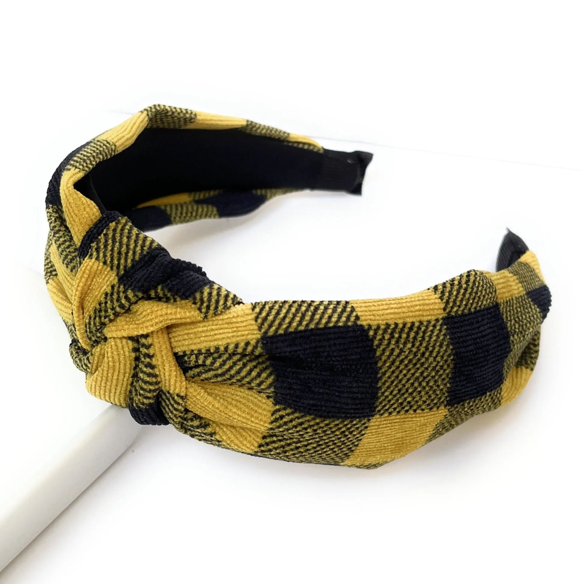 Plaid Corduroy Knot Headband