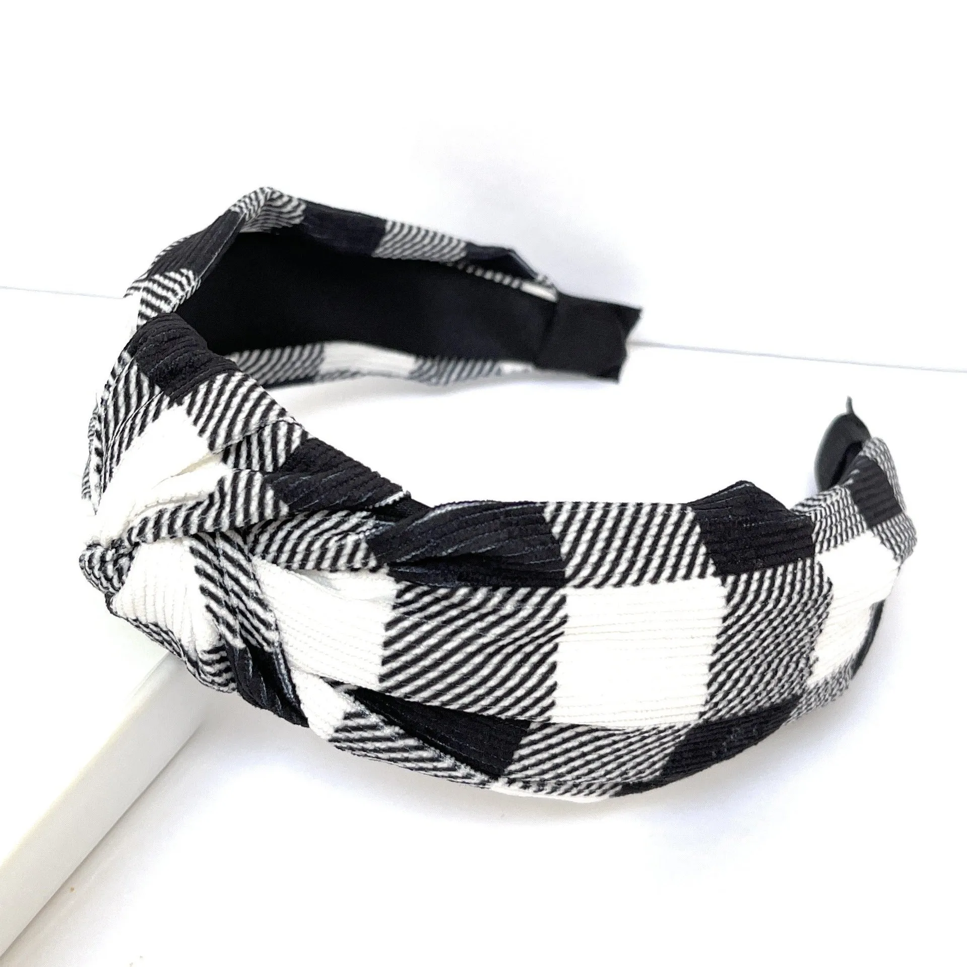 Plaid Corduroy Knot Headband