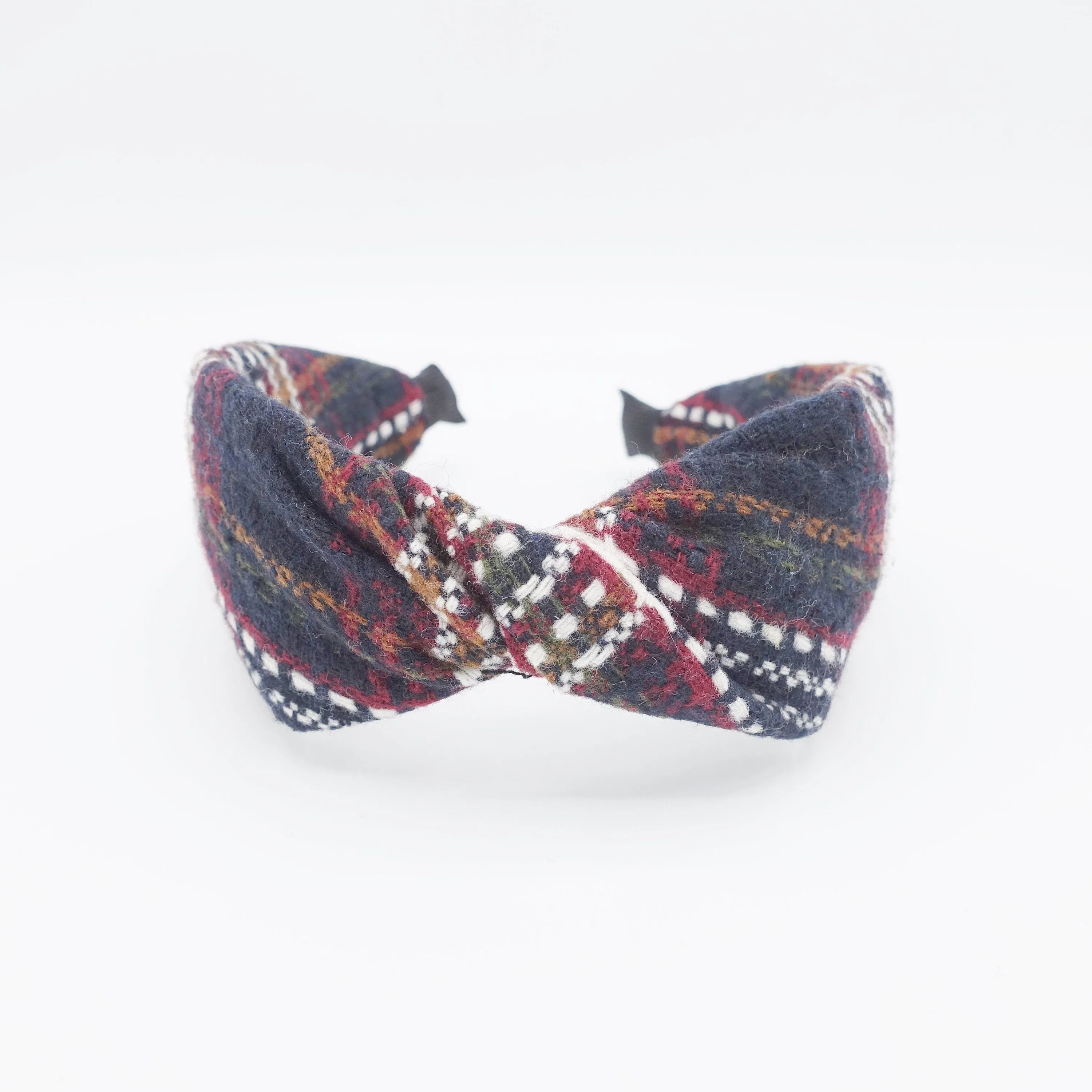 plaid tweed headband thick twist hairband Fall Winter hair accessory for women