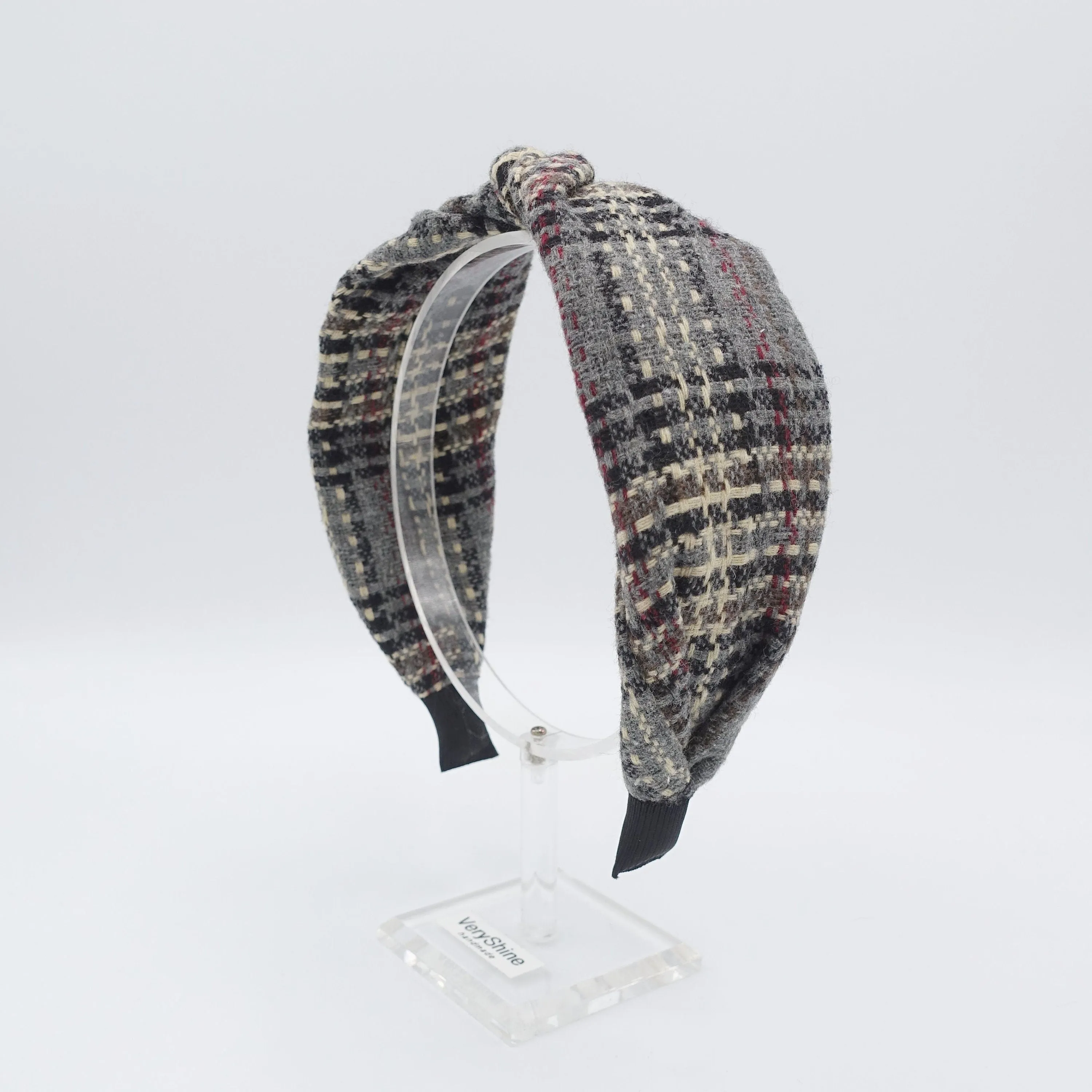 plaid tweed headband thick twist hairband Fall Winter hair accessory for women