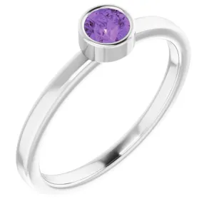 Platinum 4 mm Natural Amethyst Ring