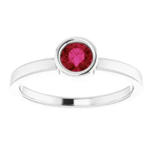 Platinum 4.5 mm Lab-Grown Ruby Ring