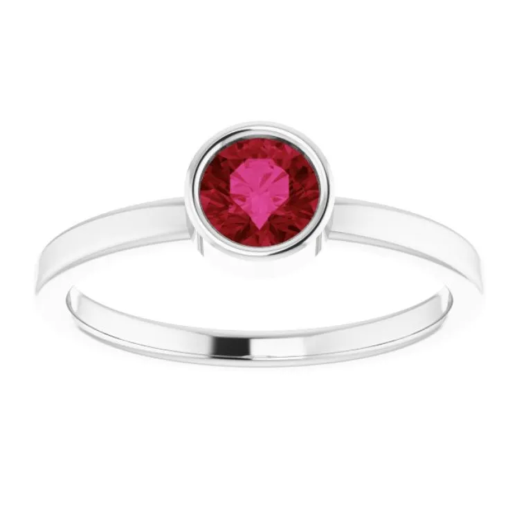 Platinum 5 mm Natural Ruby Ring