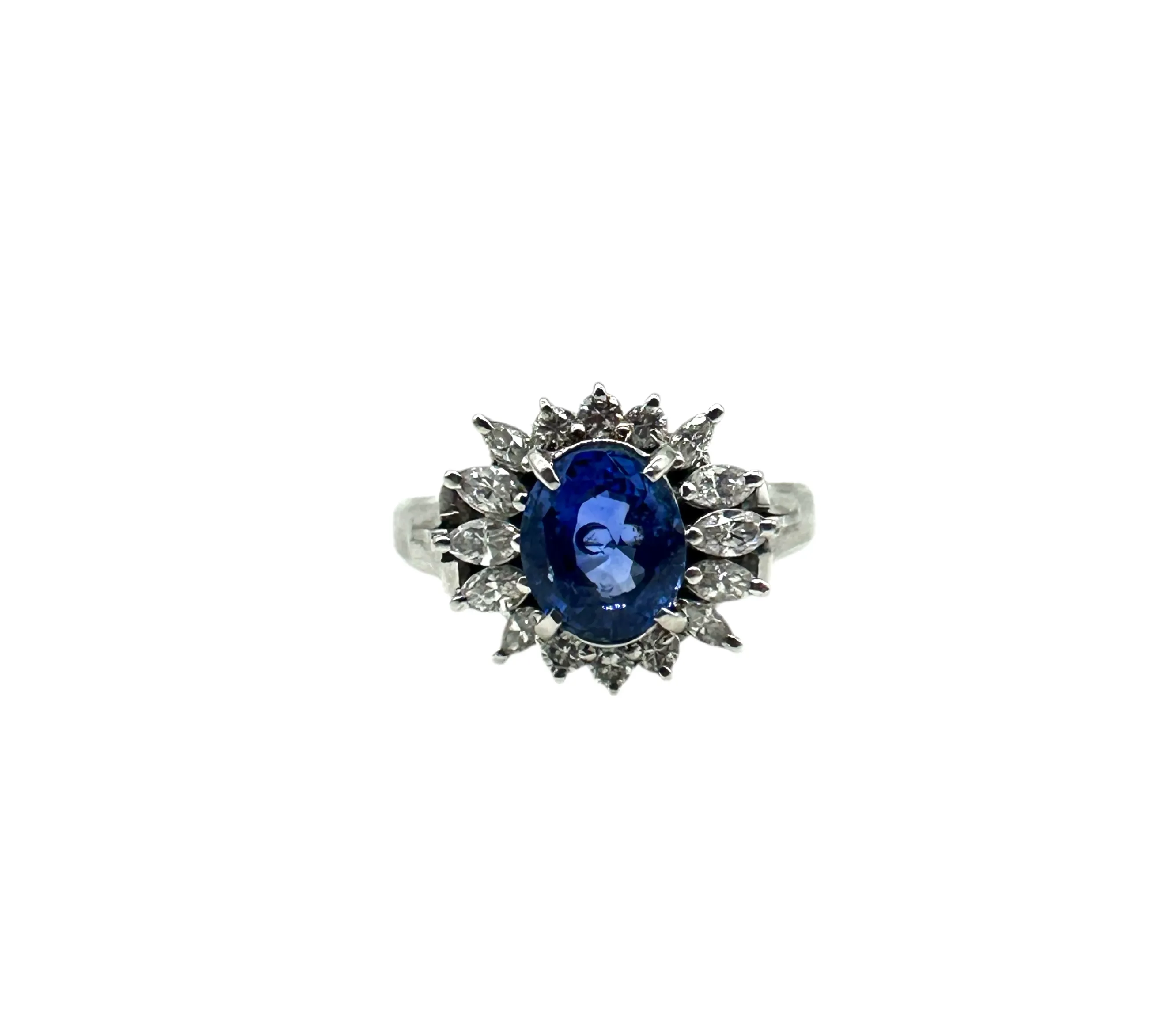 Platinum Diamond and Tanzanite Ring