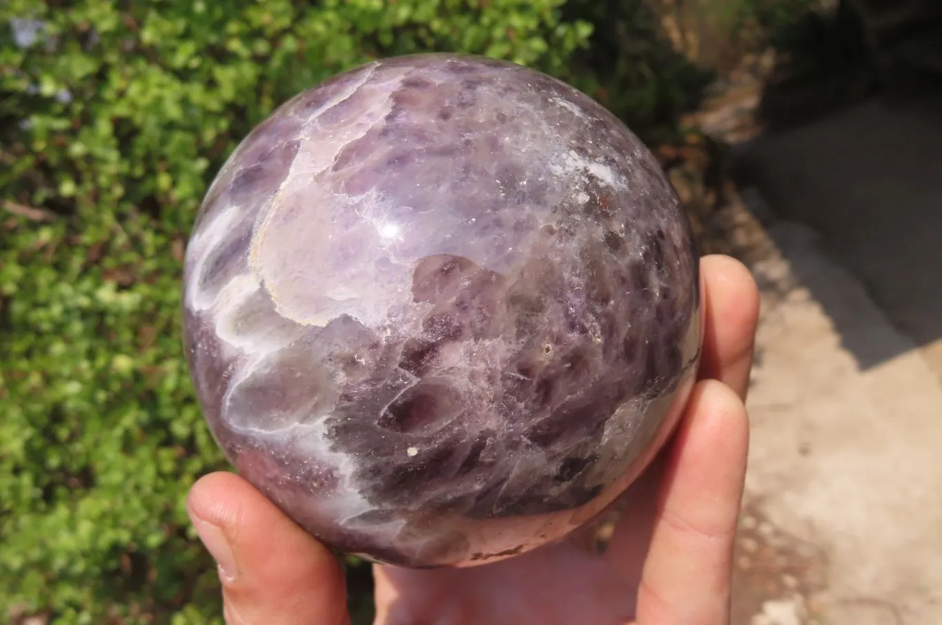 Polished Chevron Amethyst Spheres x 2 From Madagascar