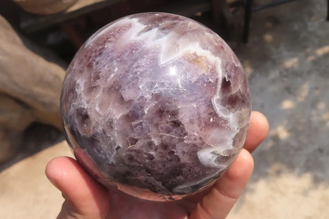 Polished Chevron Amethyst Spheres x 2 From Madagascar