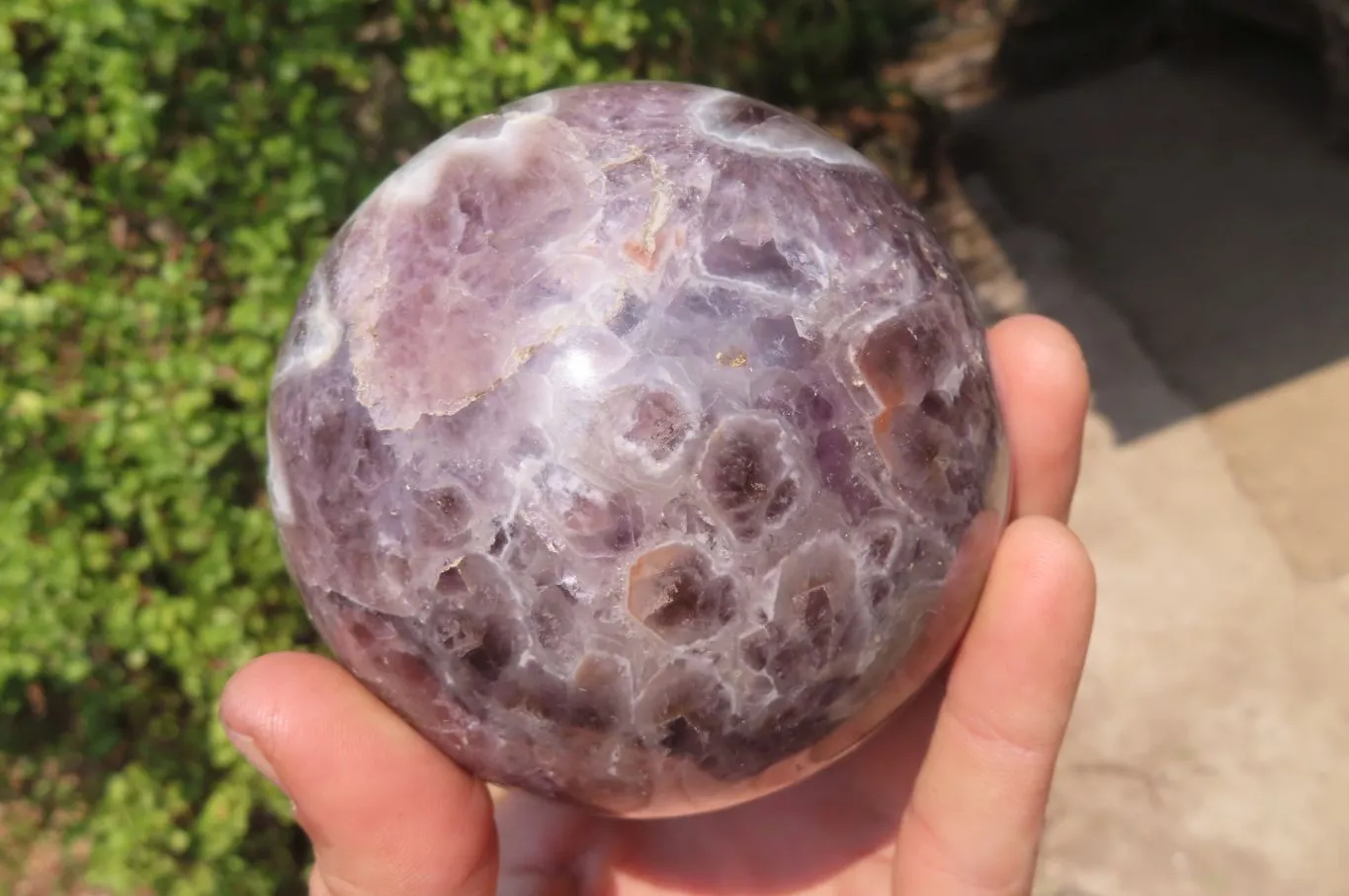 Polished Chevron Amethyst Spheres x 2 From Madagascar