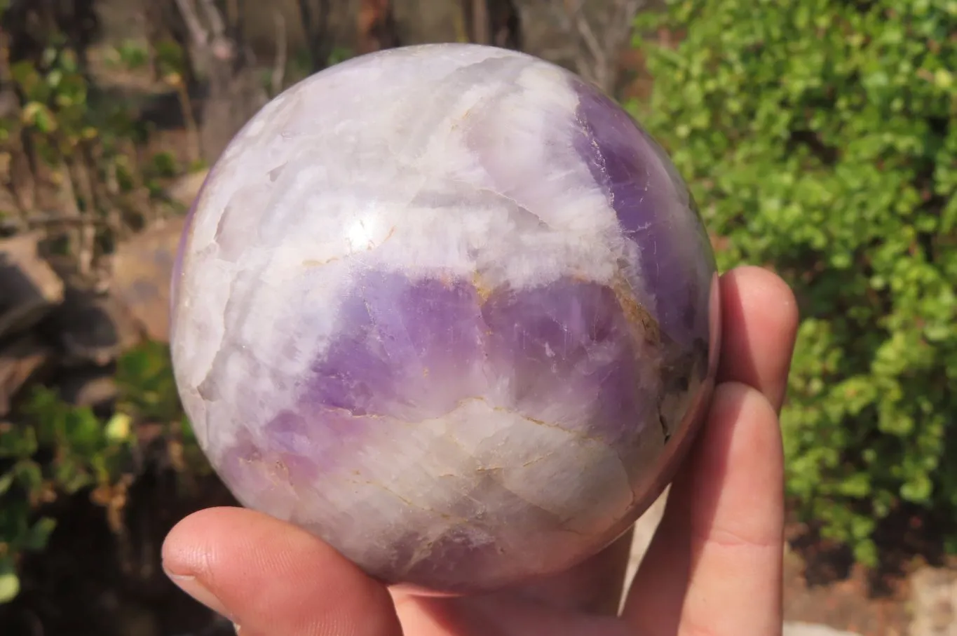 Polished Chevron Amethyst Spheres x 2 From Madagascar