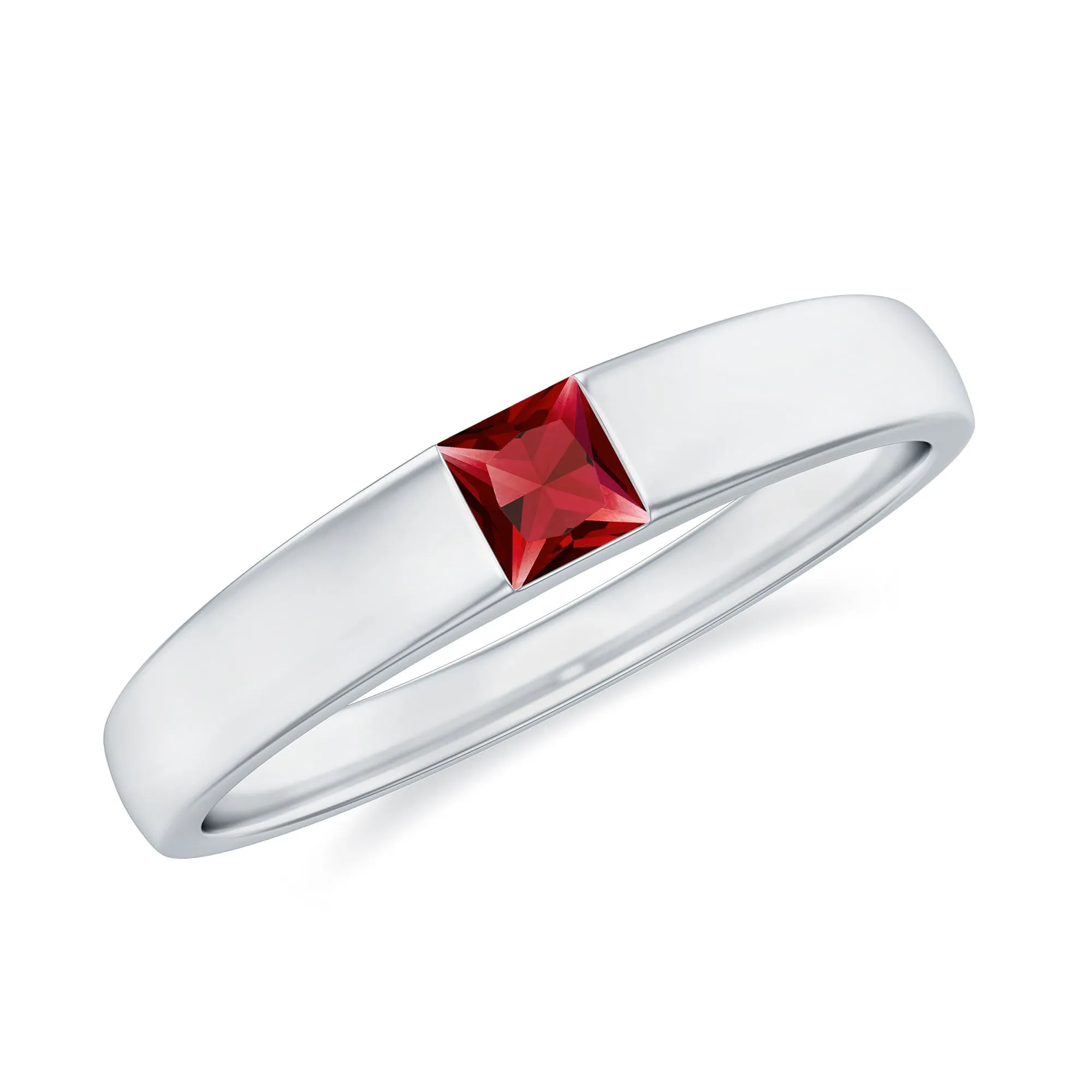 Princess Cut Created Ruby Solitaire Promise Ring