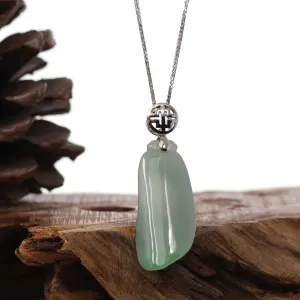 "Shou Tao" (Longevity Peach) Natural Light green Jadeite Jade, Necklace With Silver Bail