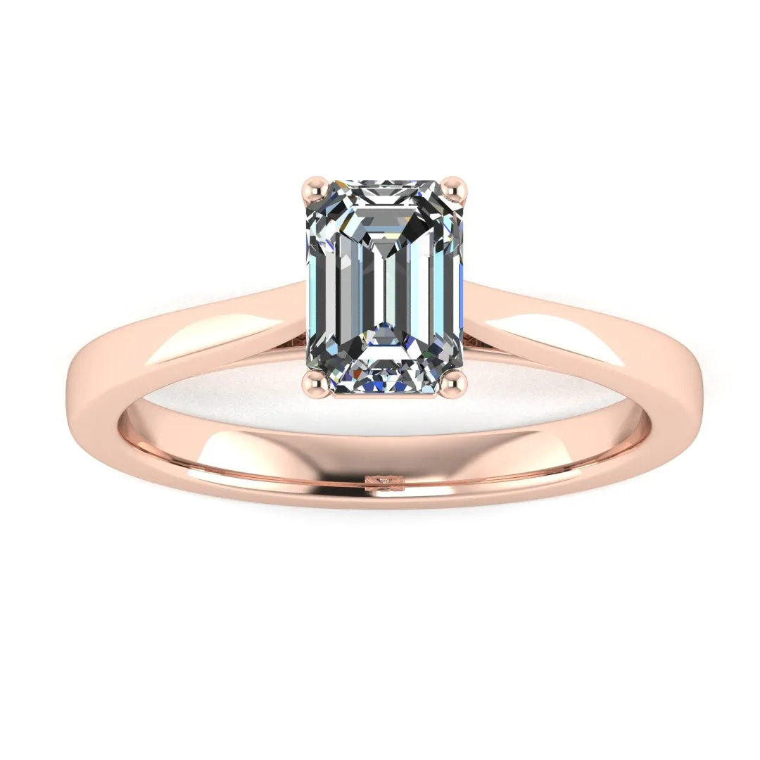 "Zola" Solitaire Emerald Cut Diamond Engagement Ring SSEC08