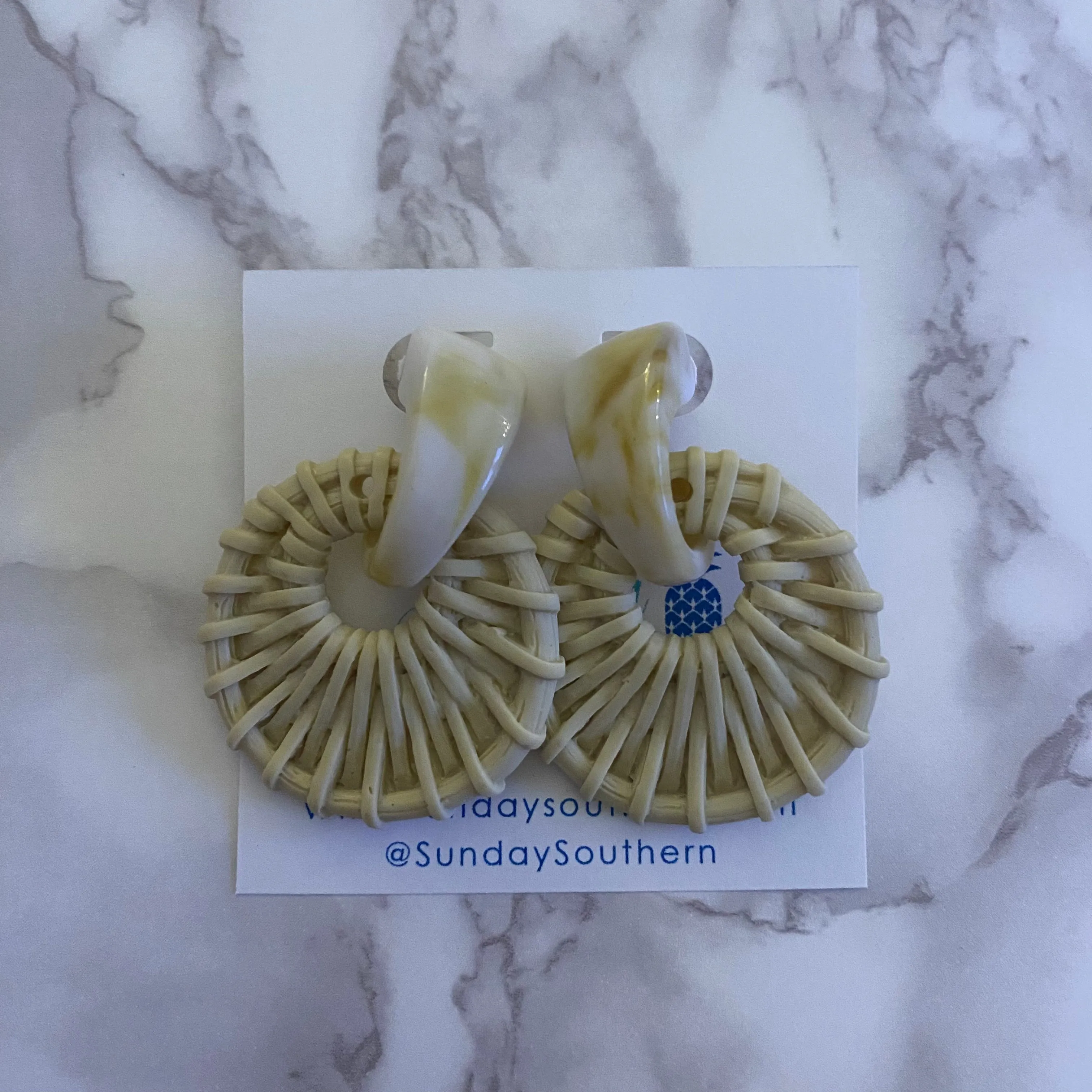 Rattan & Shell Earrings