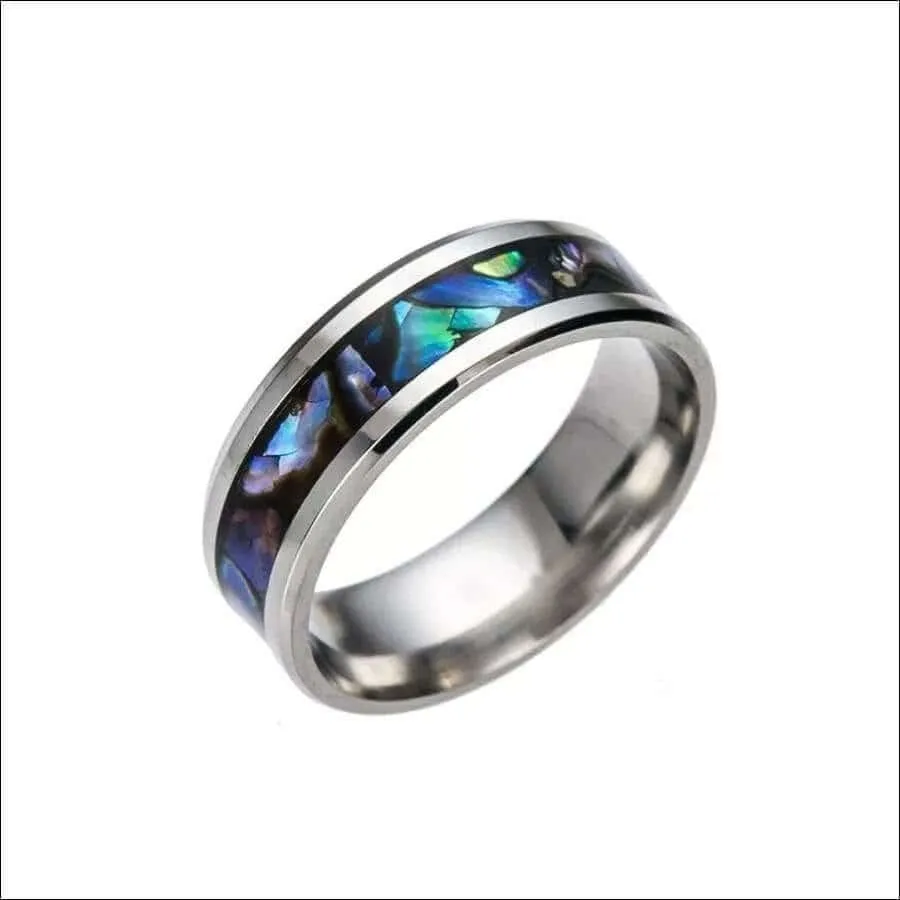 Real Abalone Shell Titanium Ring Never Fade or Tarnish