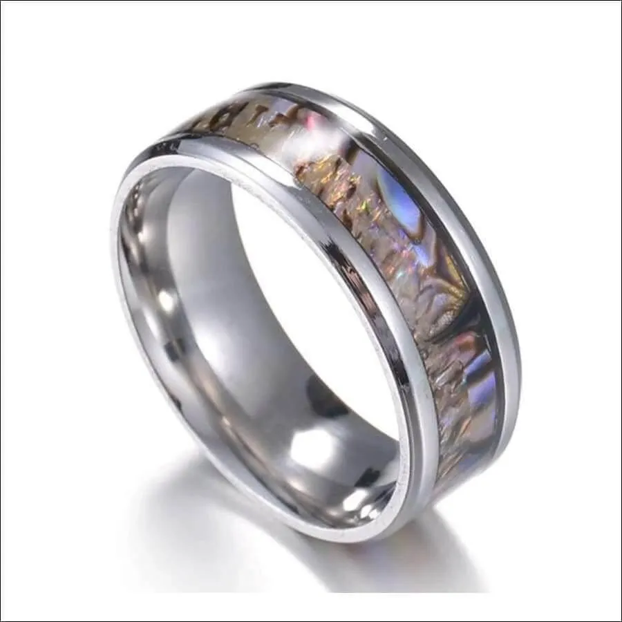 Real Abalone Shell Titanium Ring Never Fade or Tarnish